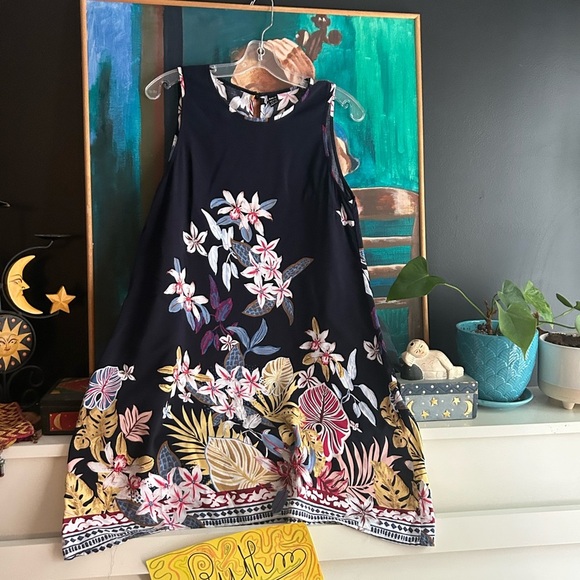 SHEIN Dark Blue Floral Mini Beach Dress Large - Picture 3 of 15